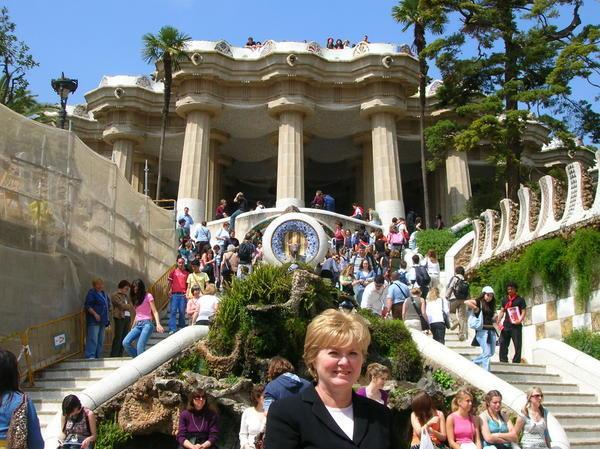 Mom at the entrance to Park Guell