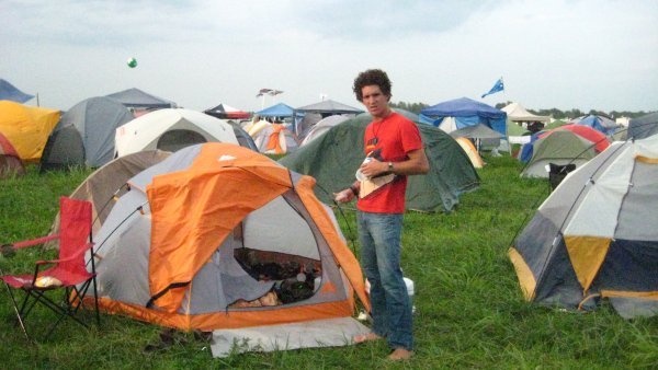 Adam and the "new tent" at Bonnaroo