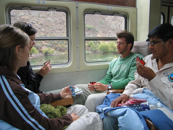 Playing Uno on the train