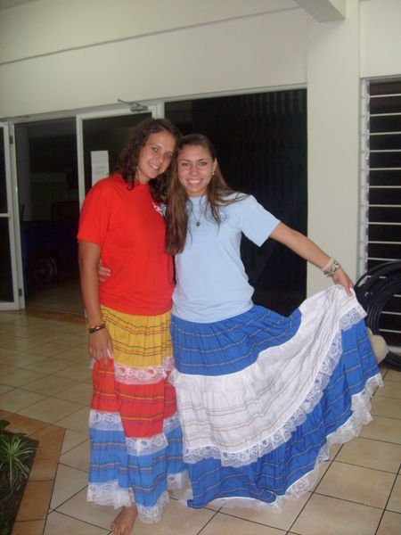 Moe and Claire in their Salvadoran skirts