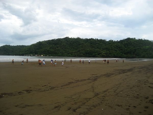 Barefoot soccer on the beach