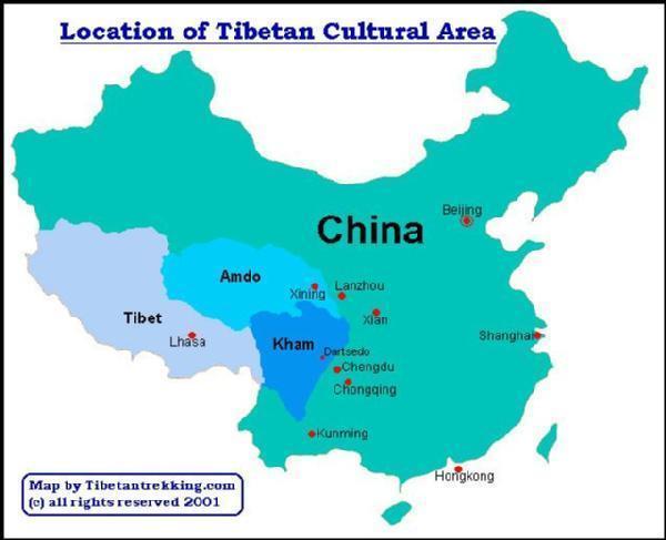 map of tibet before 1950