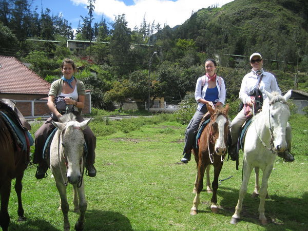 helen, emma and i on our horses in Banos, Peru