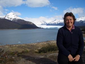 Patagonia ... Liz with Perito Moreno glacier in background 