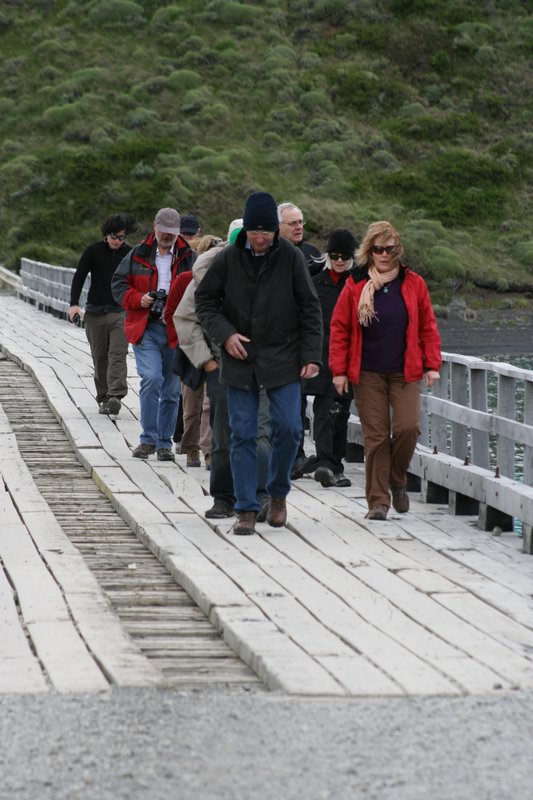 Making our way across the wooden bridge