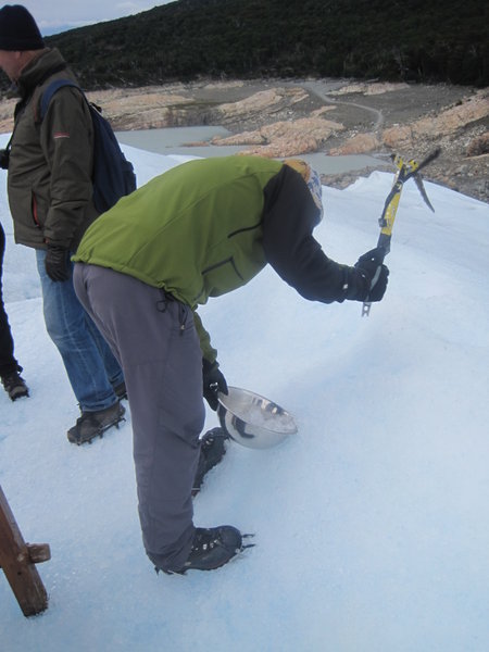 Collecting glacier ice for the drinks