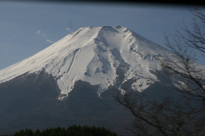 Mt Fuji's snow capped peak