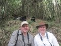If we look a little uneasy, it's because there's a silver back mountain Gorilla just behind us