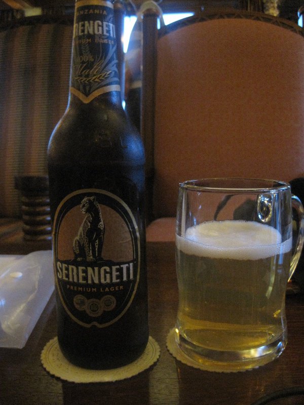 A well deserved Serengeti beer after the days excitement