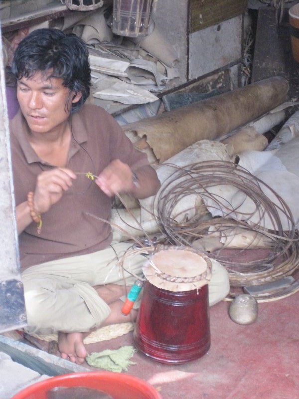 Making a temple drum