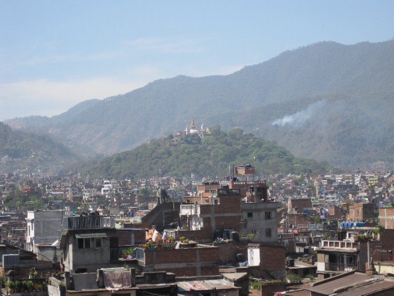 View of Swayambhunath temple from the roof top cafe