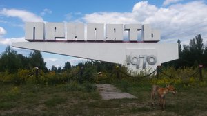 Ingang van het meest getroffen dorp Pripyat