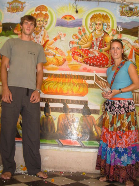 by the mural of brahma and his angry wife