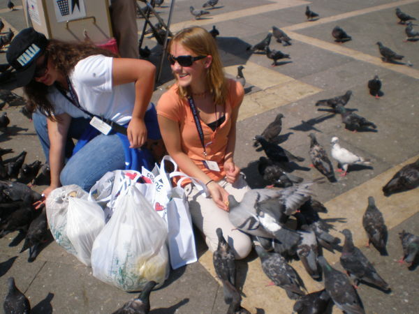 Feeding the pidgeons in Venice