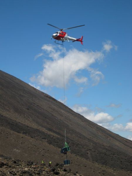 Helicopter delivering to the workers on Devils Staircase