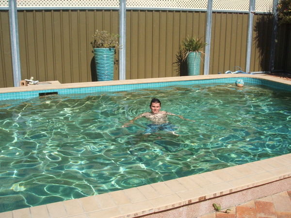 Chris in Denise's pool