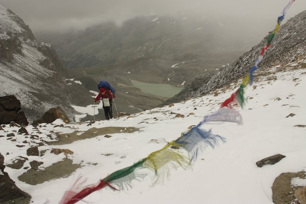 Himalayan flags on Col Bassac Dere (3082m)