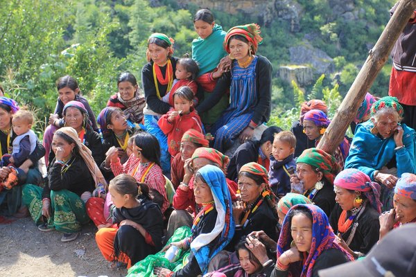 Colourful women in Daurapiri, Humla Karnali. Western Nepal.
