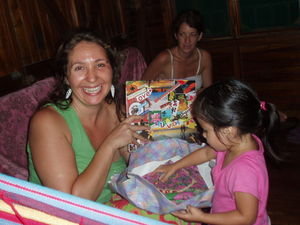 Ozlim opening her pressies and the card I made her