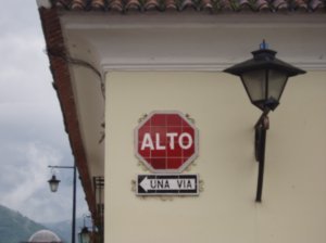 Typical tiled stop sign in Antigua, love it