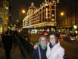 Chrissie and me outside Harrods