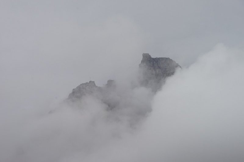 Table Mountain hidden in fog