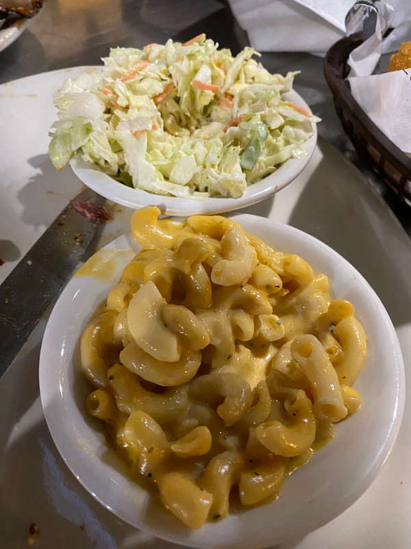 Great slaw and Mac and Cheese