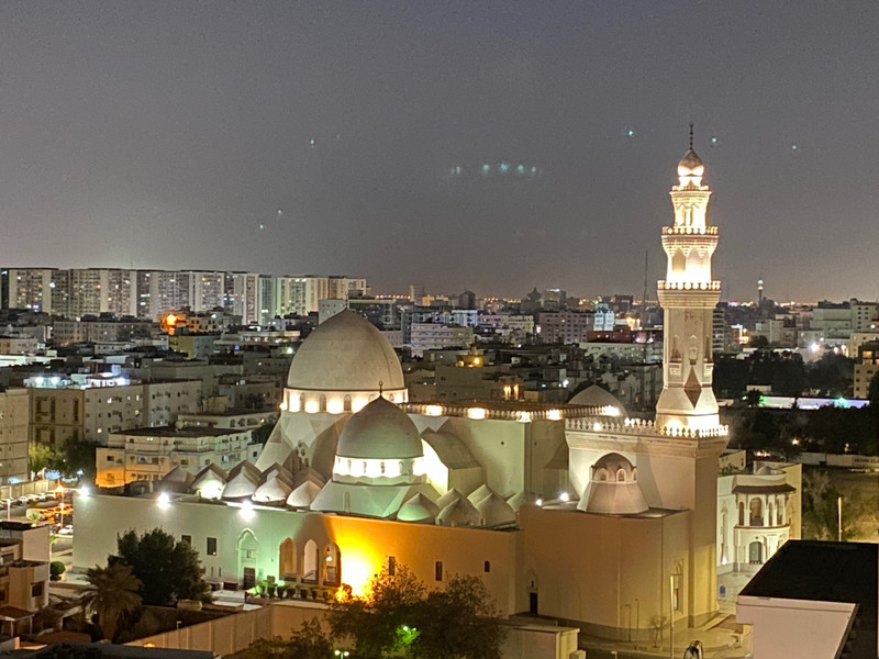 Night time view of mosque