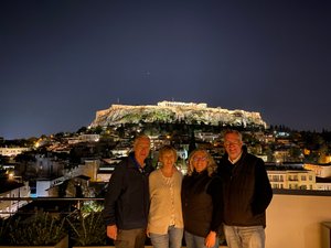 On the rooftop bar enjoying the Acropolis