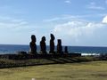 Restored Moai near the town cemetery 