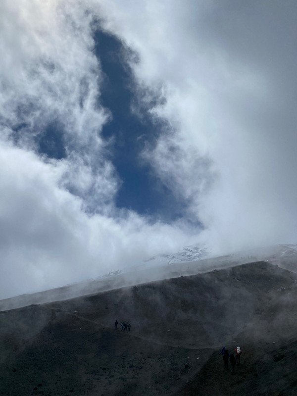 Winds blowing fog around Cotopaxi