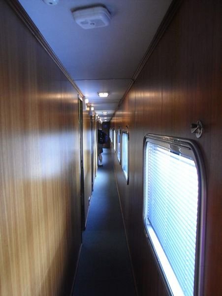 Hallway in train car