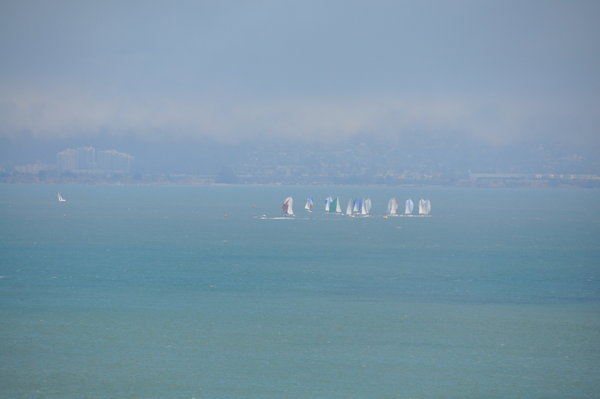 Sailboats in the mist