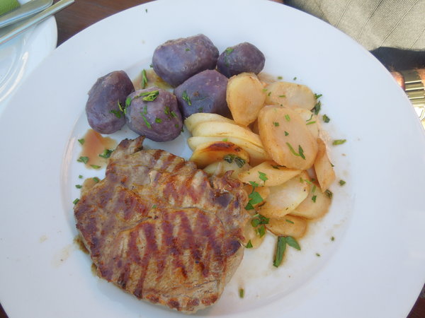 Pork steak & blue potatoes
