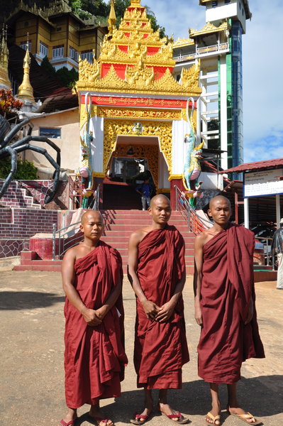 Monks posing at Caves