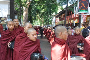 Monks line up for lunch
