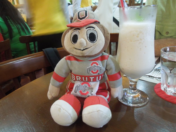 Brutus enjoys a smoothie