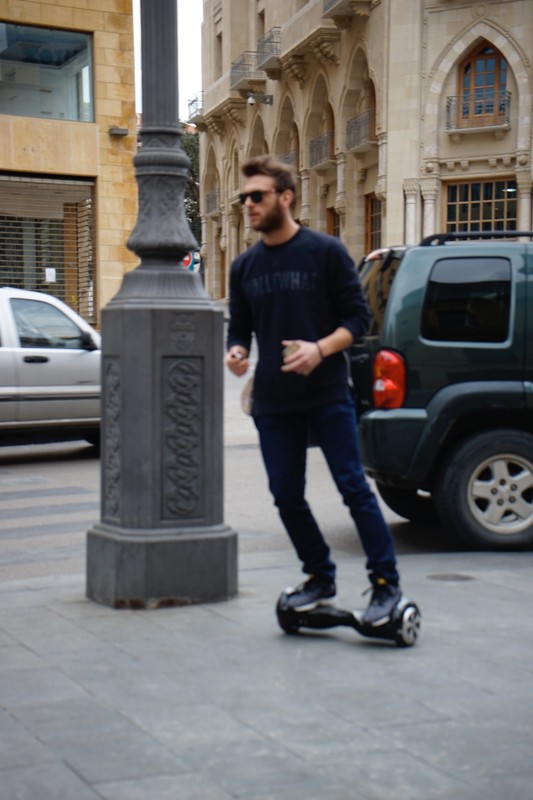 Gliding on a hoverboard in Beirut