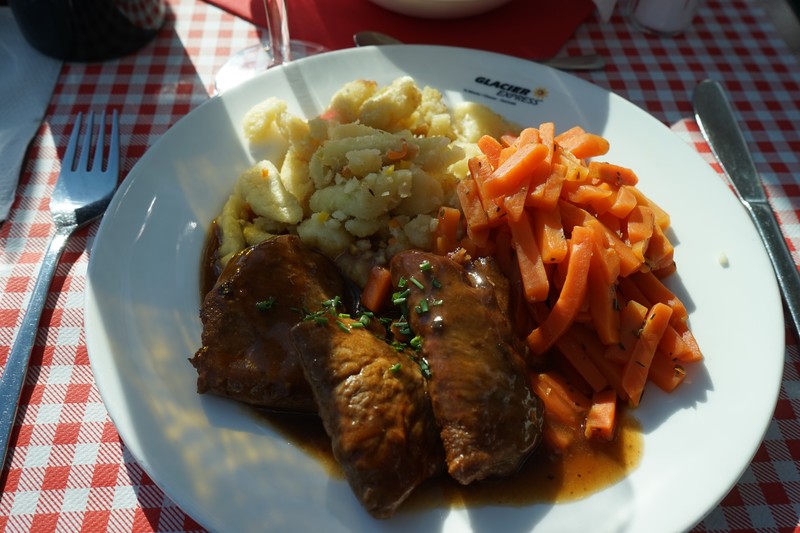 Traditional Swiss Meal on Glacier Express
