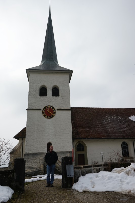 Dave in front of the Guggisberg church
