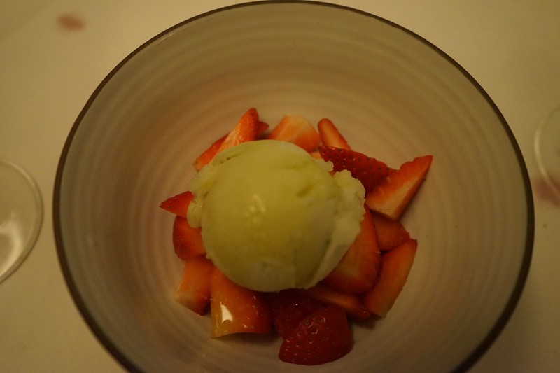 Strawberries with Cucumber Sorbet