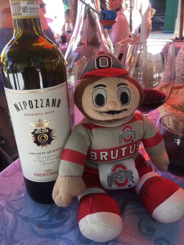 Brutus tries wine tasting