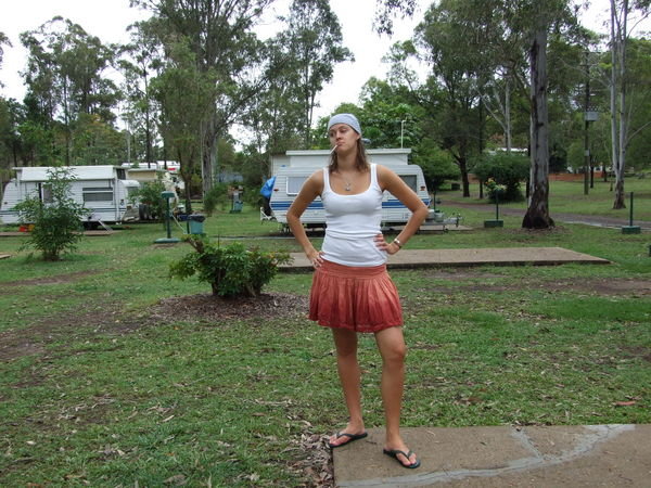 Gemma fitting in with the White Trash at Maryborough!