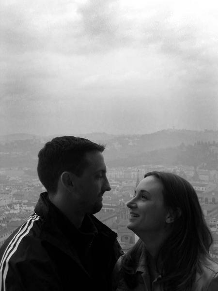 atop Brunelleschi's dome, the engagement of my nephew and his now, 5 minutes before this moment here, fiance...