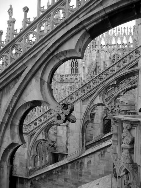 climbing to the top of the duomo in Milano
