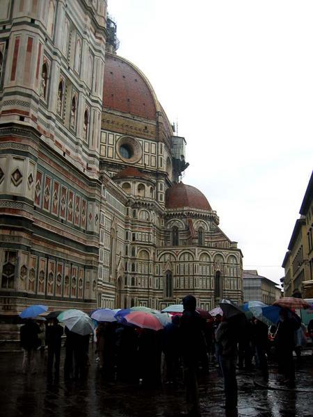 they flock in numbers to religious monuments, even in Florence, and rain does little to impead their journeys