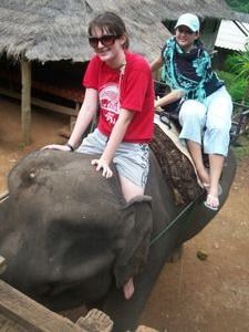 Me riding an elephant.