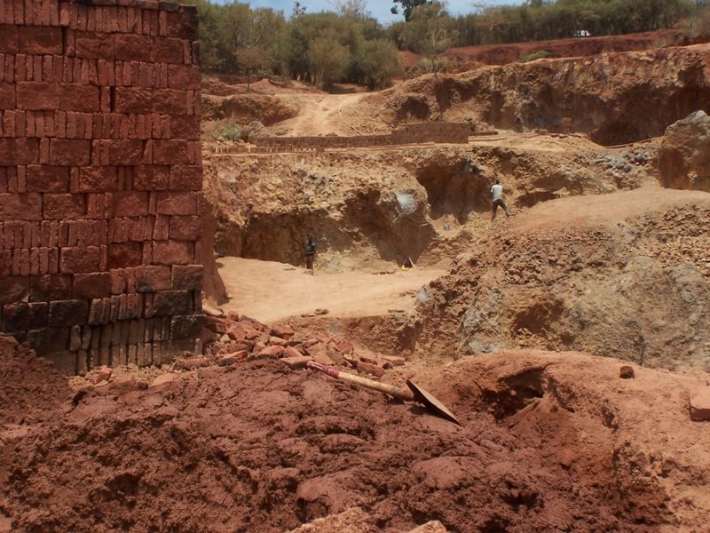 Workers in clay pit