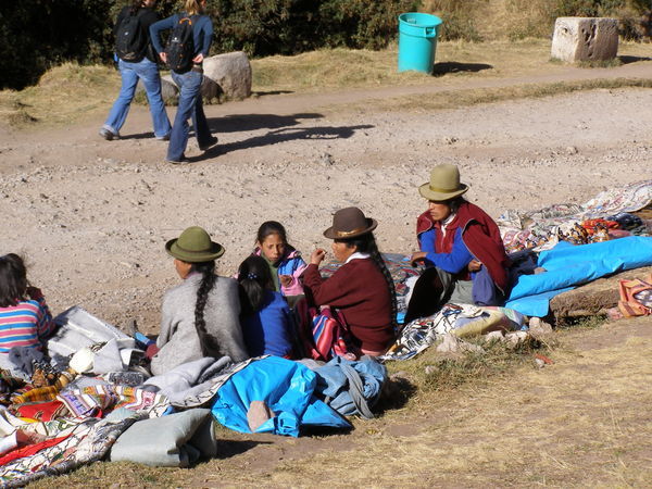 Andean Campesinas Selling Their Wares at Tambomachay 