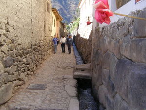 Cobbled Street with Canal in Ollantaytambo